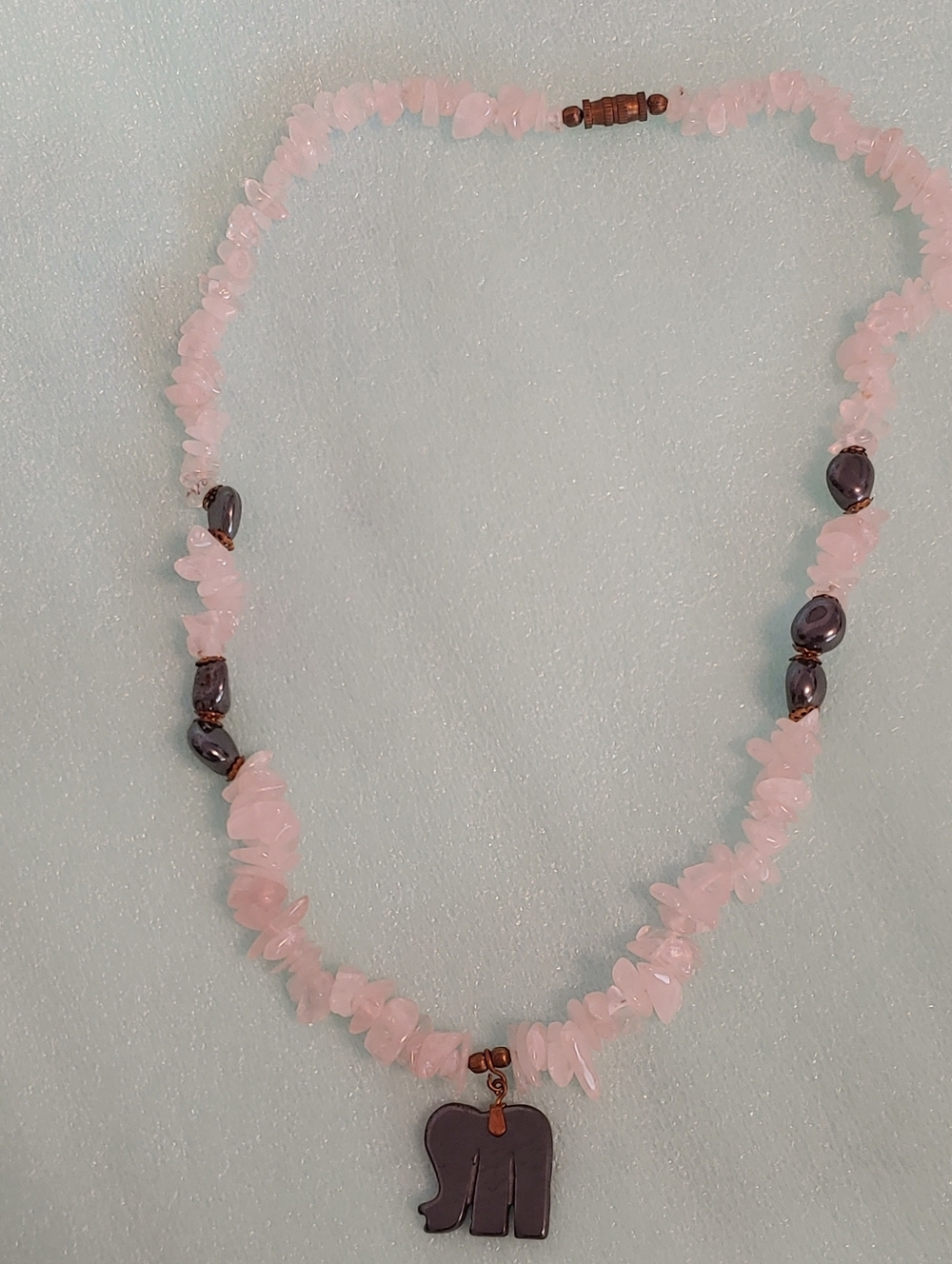 Pink Chip Stone Necklace with Elephant Pendant - Women Jewelry